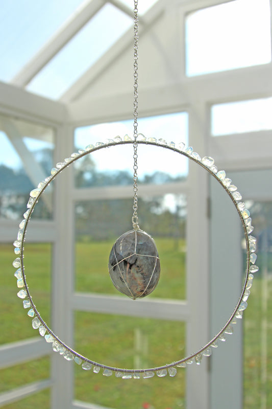 Labradorite & Opal Suncatcher - Silver