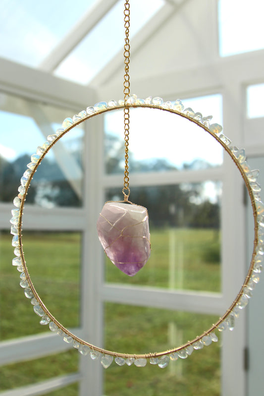 Amethyst & Opal Suncatcher - Gold