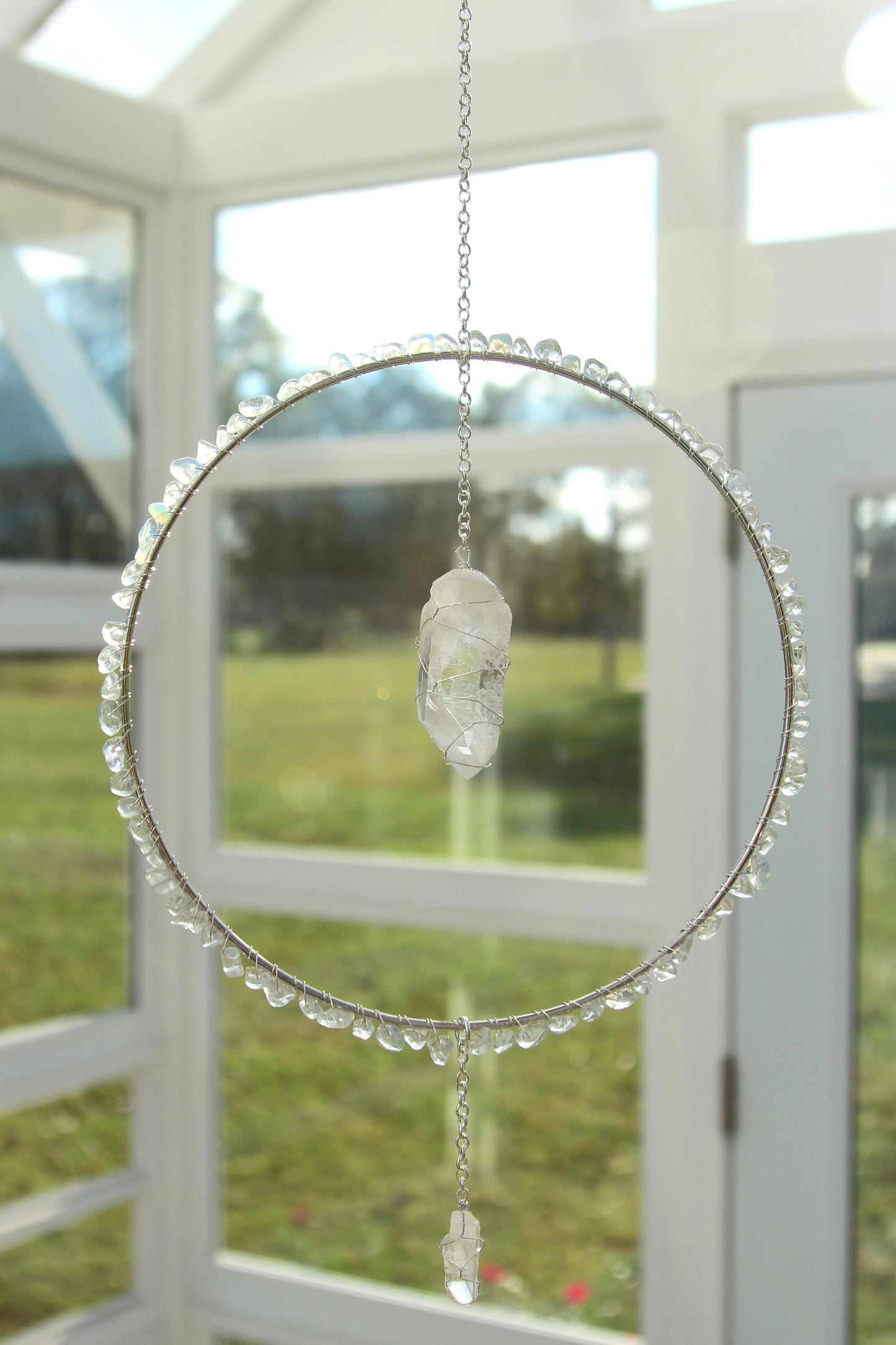 Clear Quartz & Opal Suncatcher - Silver