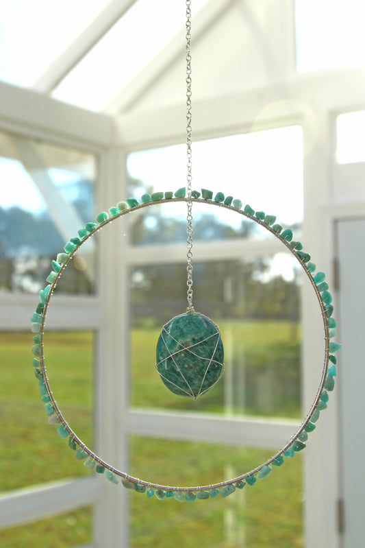 Amazonite Suncatcher - Silver