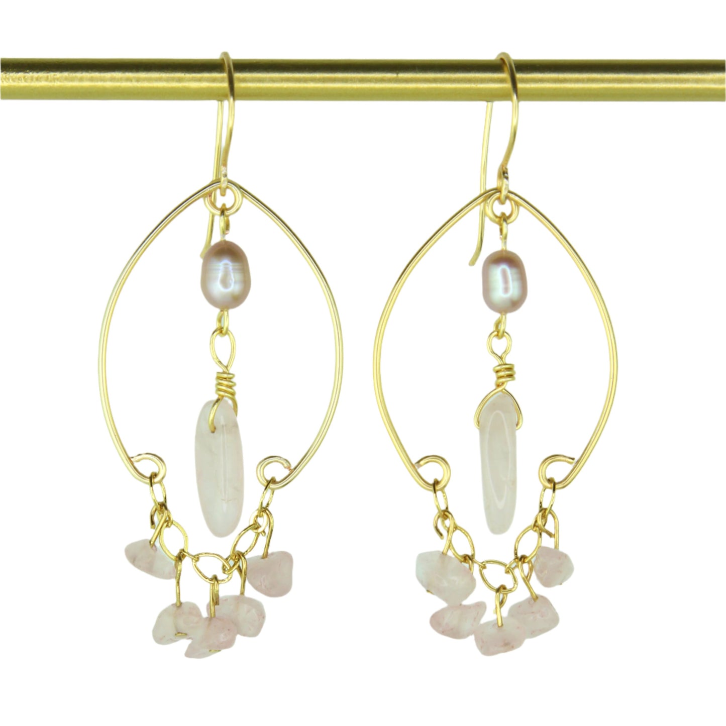 Rose Quartz Chandelier Earrings