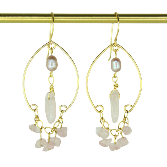 Rose Quartz Chandelier Earrings