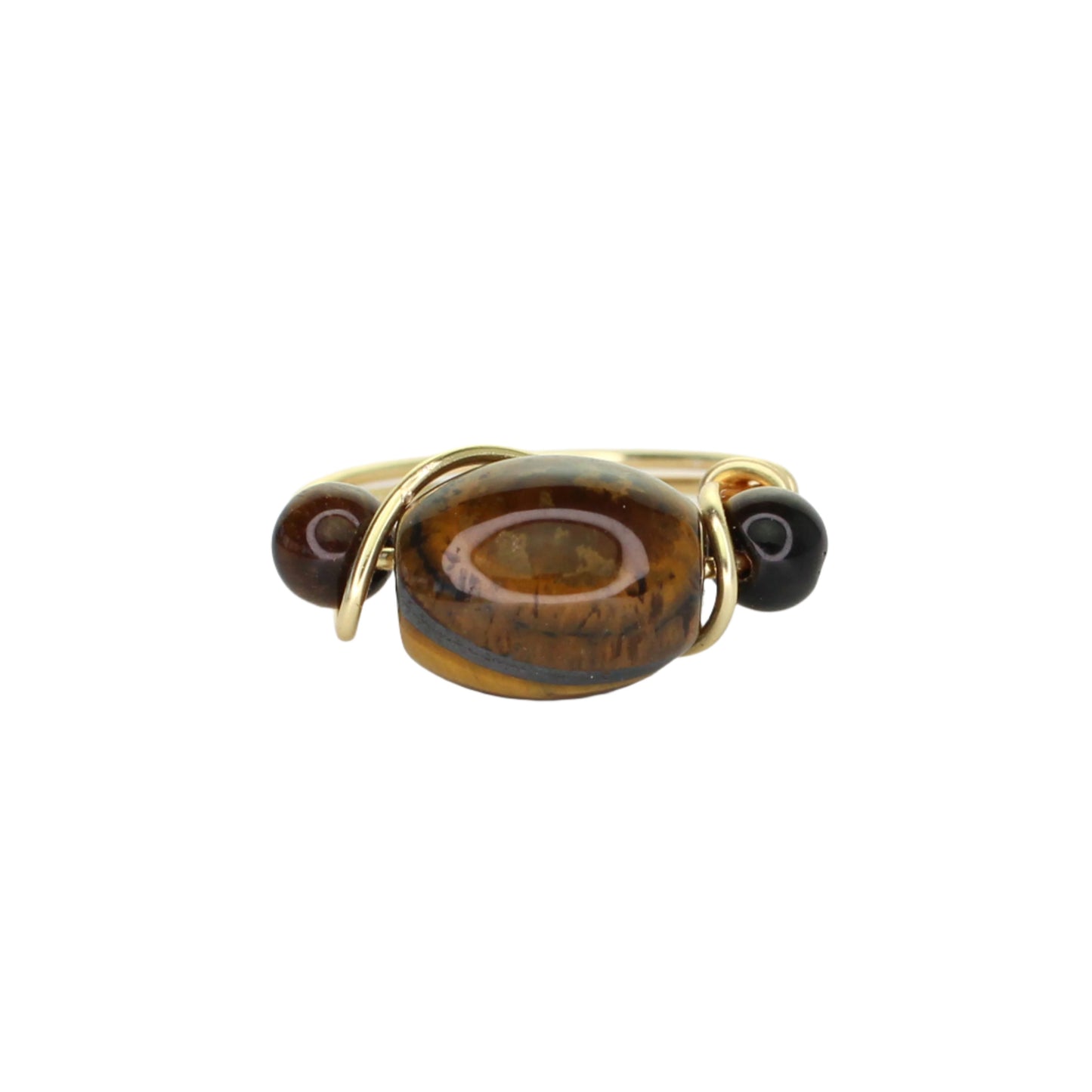 Tiger's Eye Triple Stone Ring