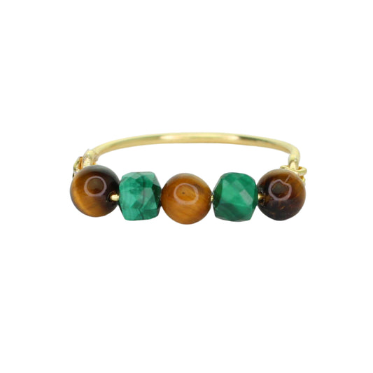 Tiger's Eye & Malachite Stacker Ring