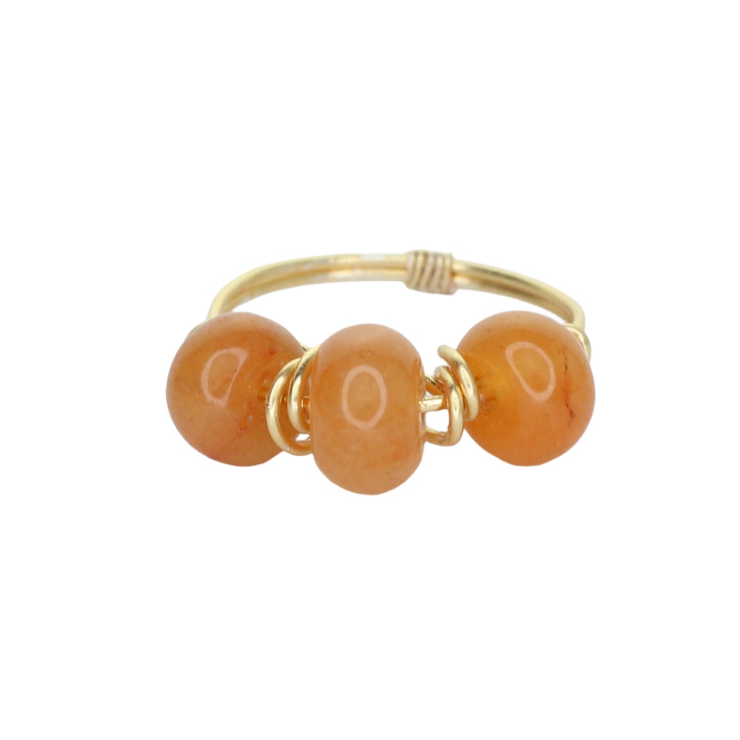 Orange Aventurine Triple Stone Ring