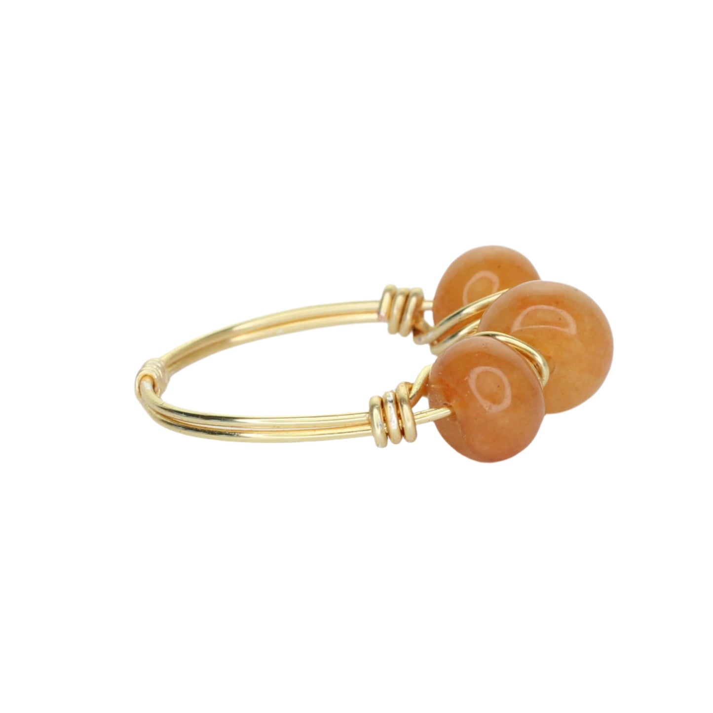 Orange Aventurine Triple Stone Ring