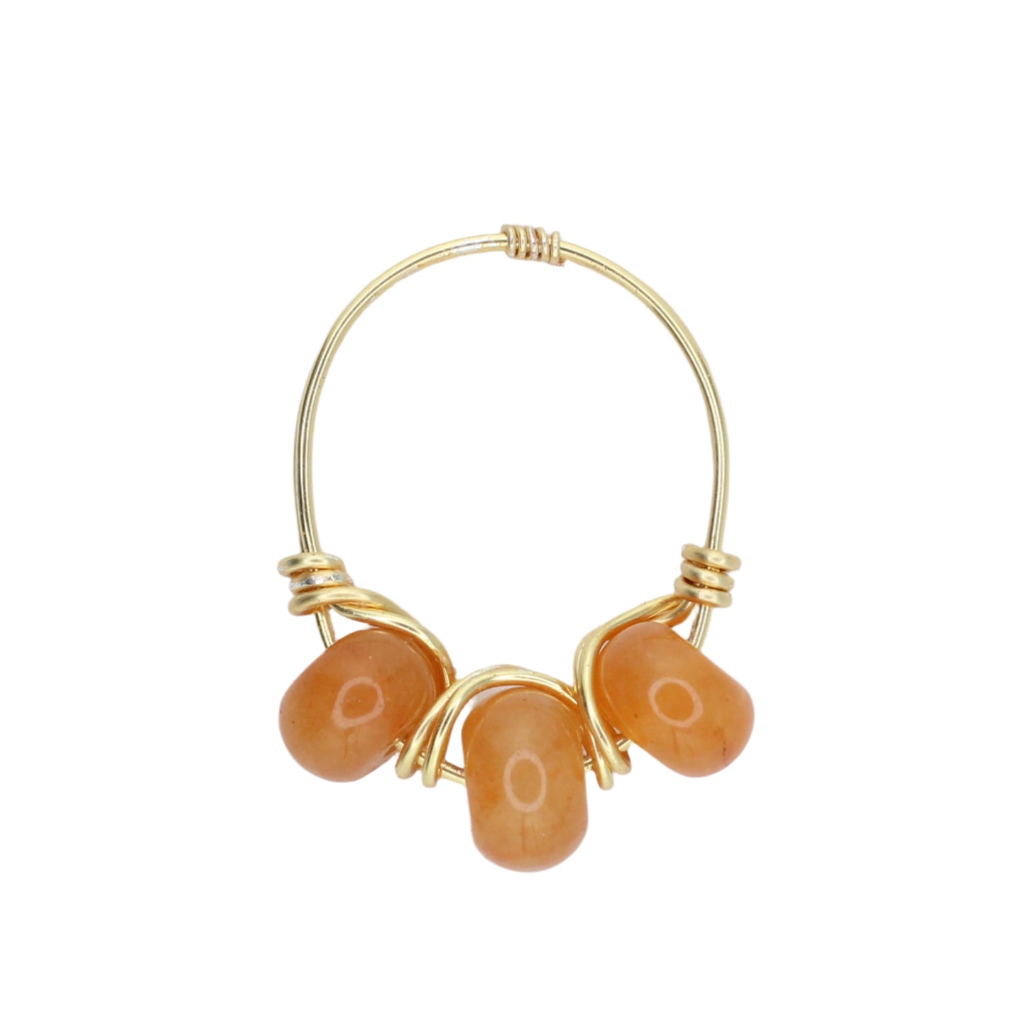 Orange Aventurine Triple Stone Ring