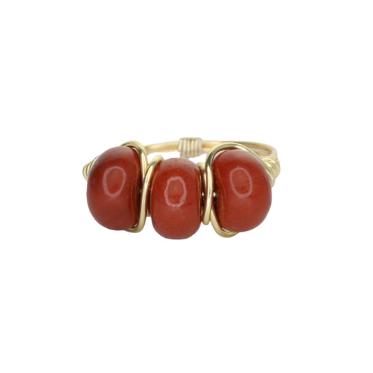 Red Jasper Triple Stone Ring