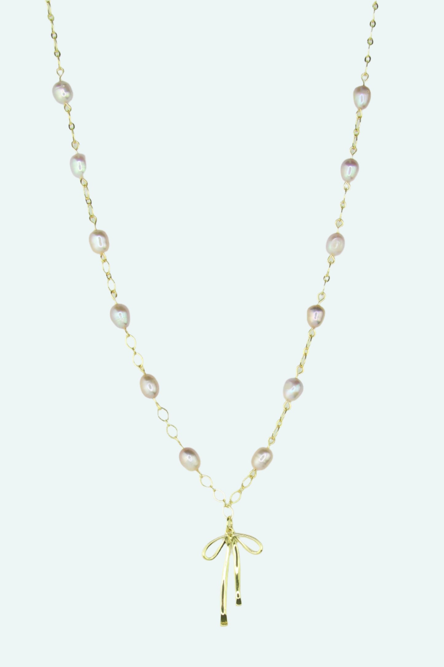 Pearl & Bow Charm Necklace