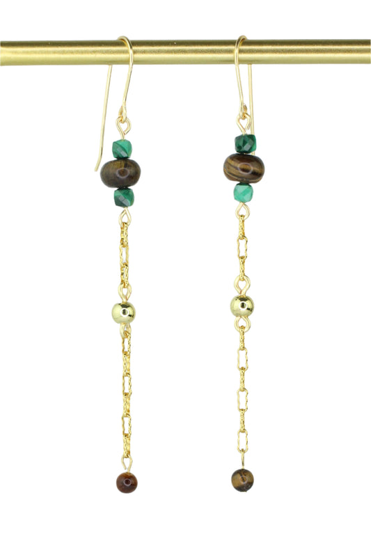 Tiger's Eye & Malachite Earrings