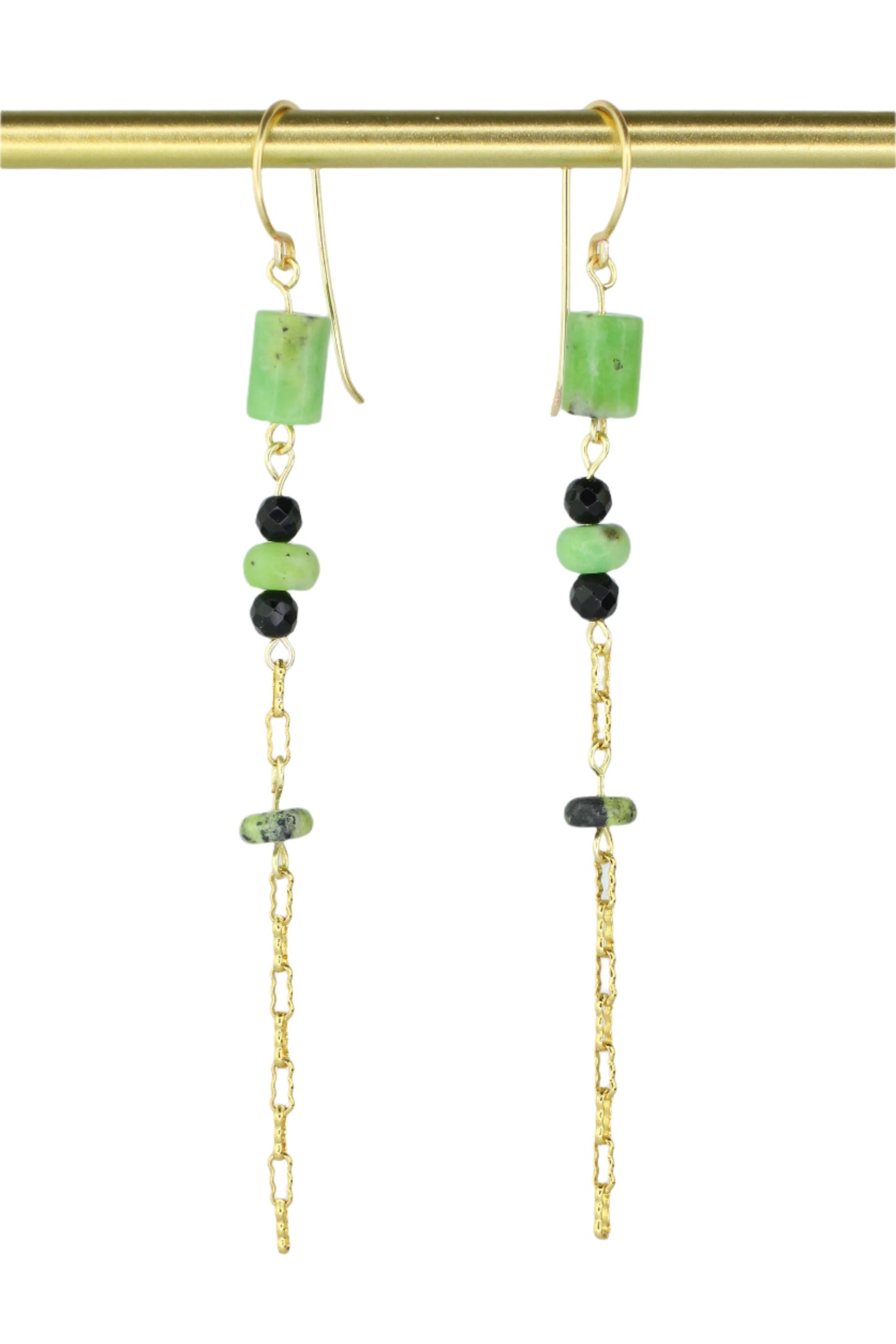 Serpentinite & Onyx Drop Earrings