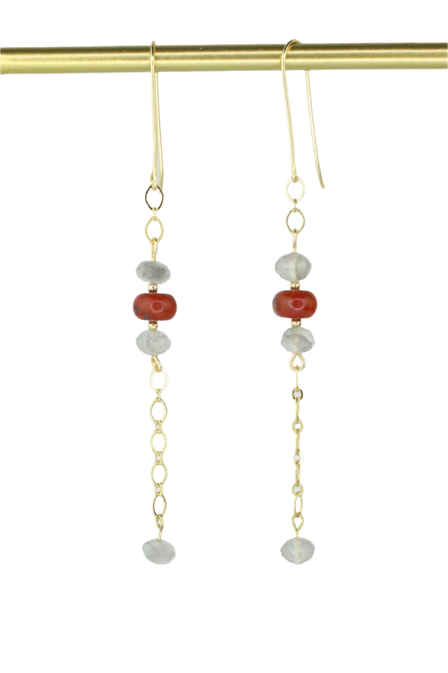 Red Jasper & Cloudy Quartz Earrings