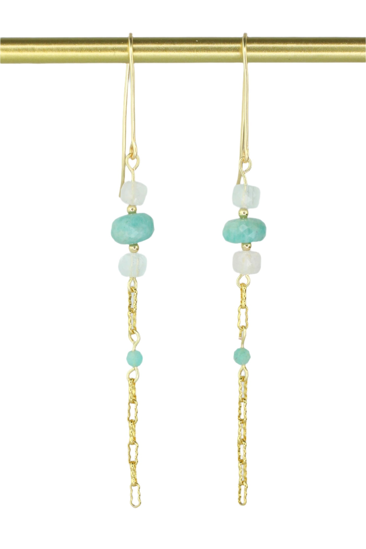 Amazonite & Morganite Drop Earrings