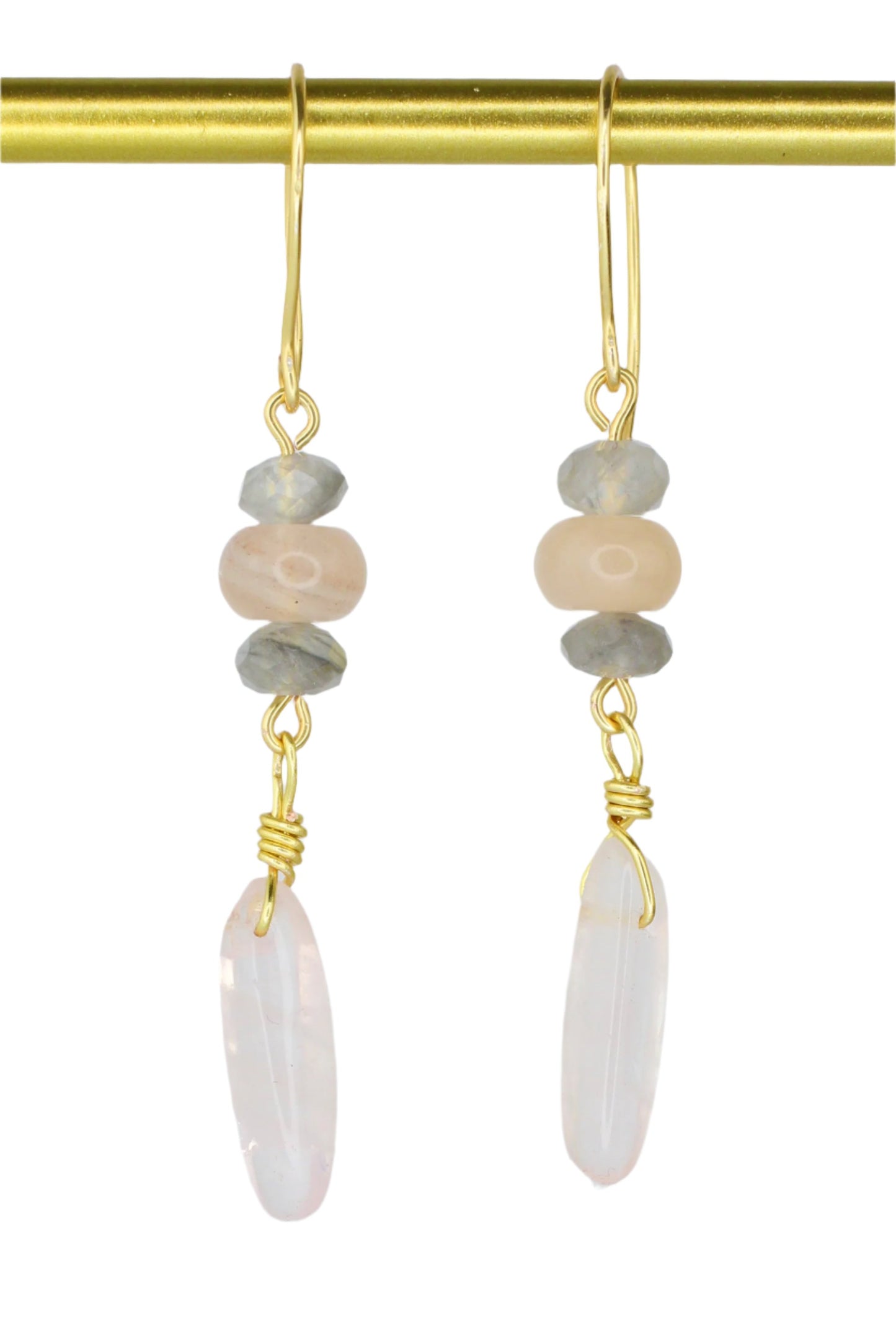 Rose Quartz, Pink Aventurine, & Cloudy Quartz Earrings