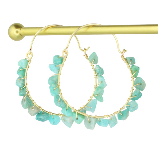 Amazonite Hoop Earrings