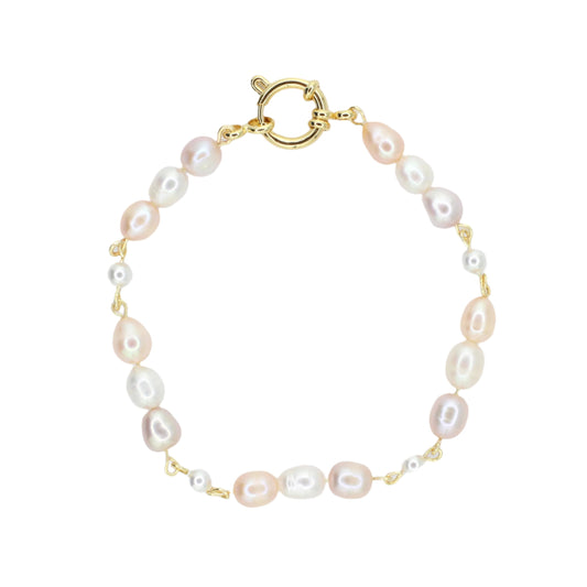 Pink, White, & Peach Pearl Bracelet