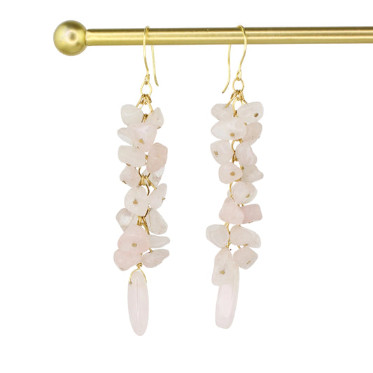 Rose Quartz Cluster Earrings
