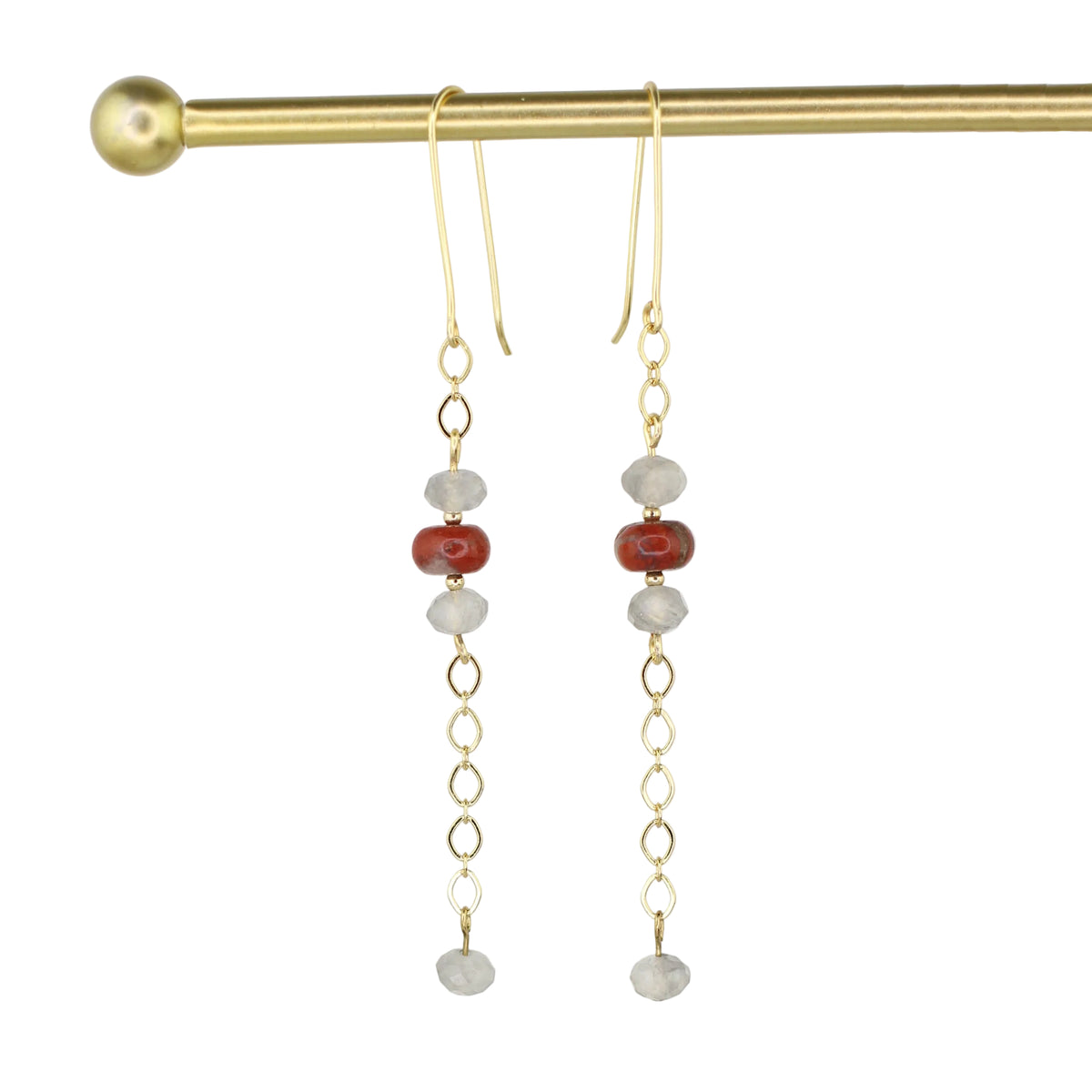 Red Jasper & Cloudy Quartz Earrings