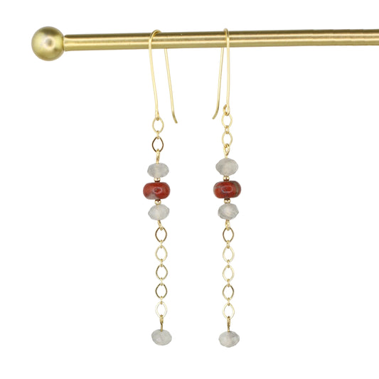 Red Jasper & Cloudy Quartz Earrings