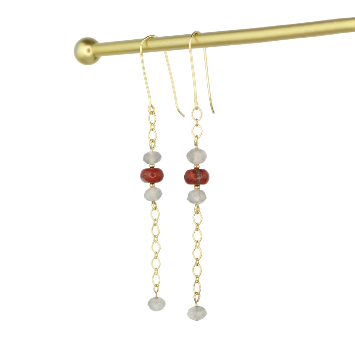 Red Jasper & Cloudy Quartz Earrings