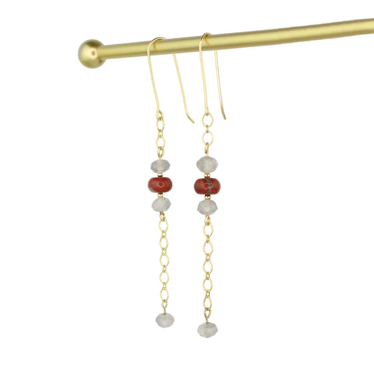 Red Jasper & Cloudy Quartz Earrings