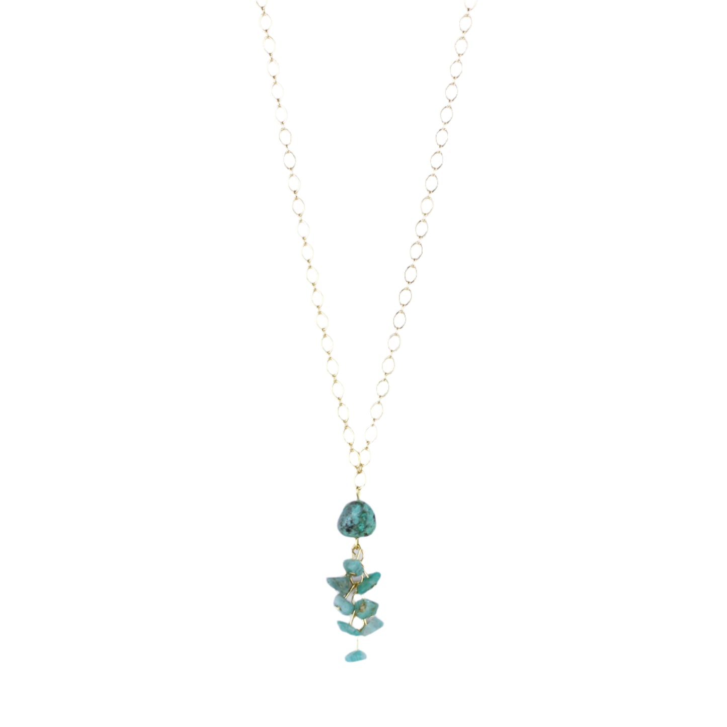 African Turquoise Cluster Chain Necklace