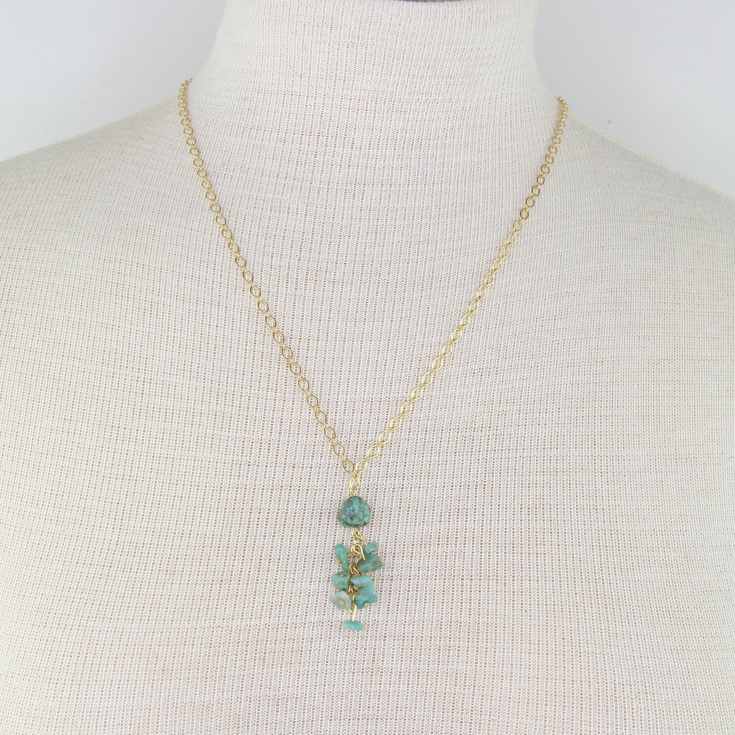 African Turquoise Cluster Chain Necklace