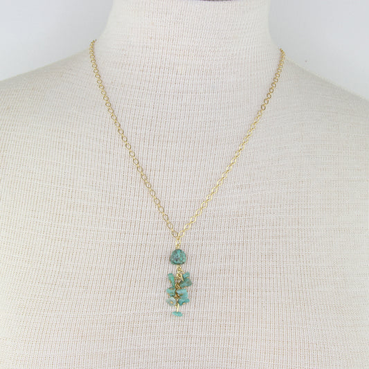 African Turquoise Cluster Chain Necklace