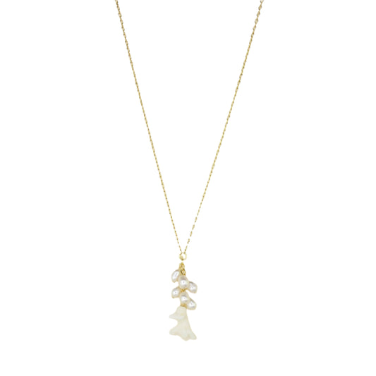 Natural Coral and Pearl Pendant Necklace