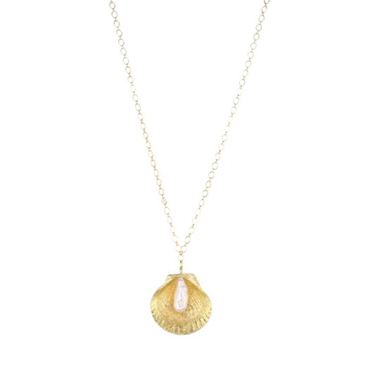 Natural Sea Shell and Pearl Double-Sided Necklace