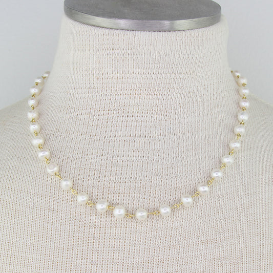 Freshwater Pearl Link Necklace - Round