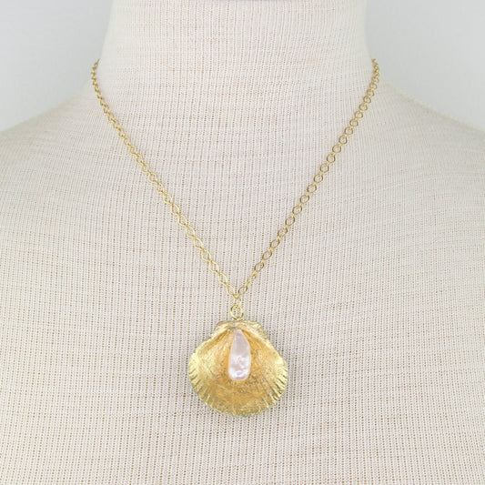 Natural Sea Shell and Pearl Double-Sided Necklace