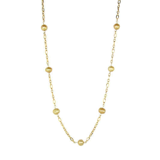 Golden Freshwater Pearl and Chain Necklace