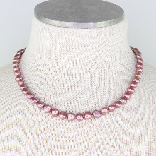 Pink Freshwater Pearl Necklace with Toggle Clasp