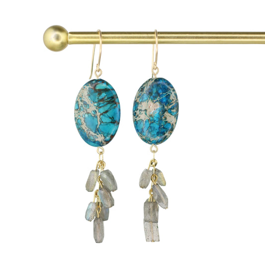 Blue Impression Jasper and Labradorite Earrings