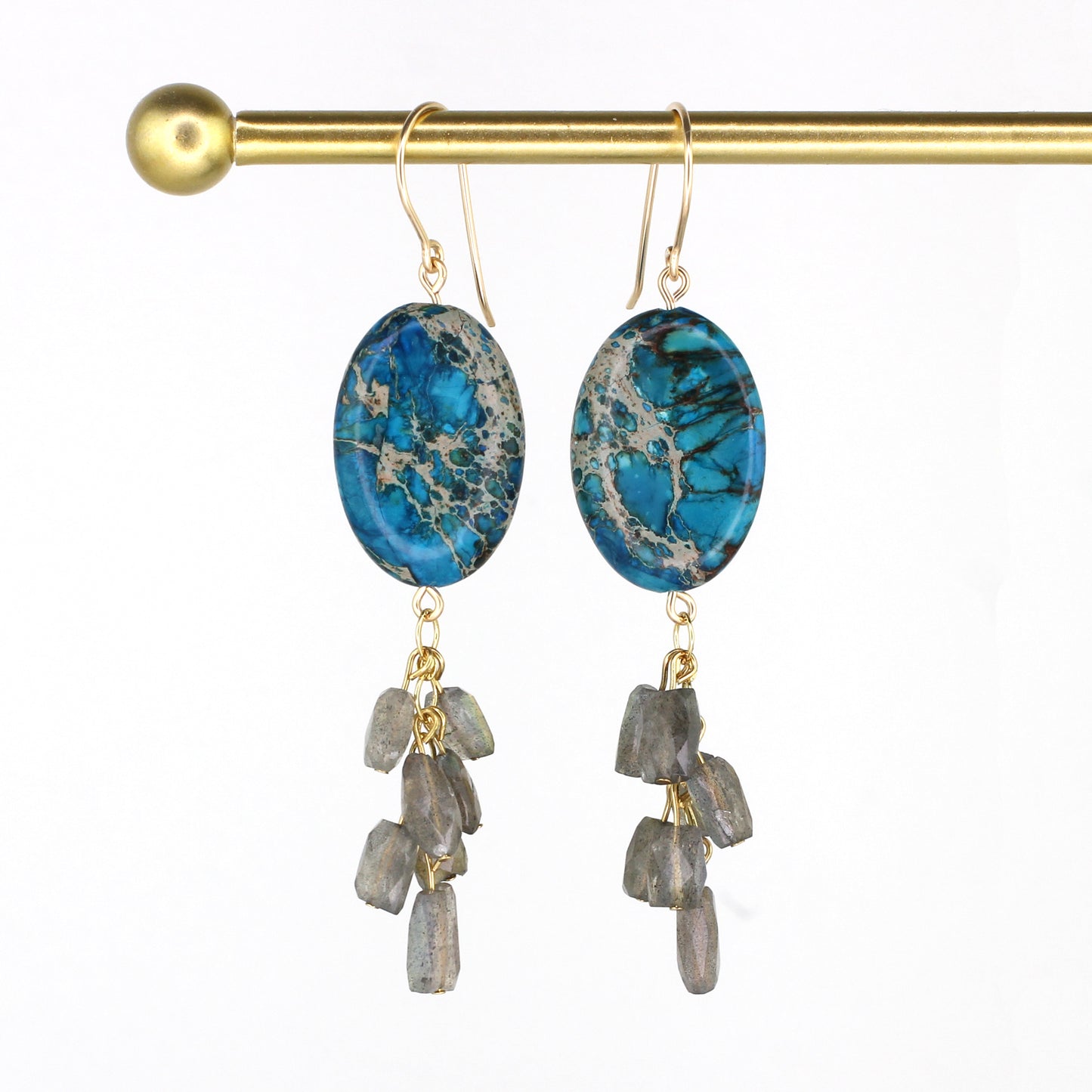Blue Impression Jasper and Labradorite Earrings