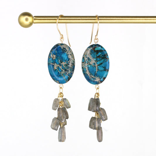 Blue Impression Jasper and Labradorite Earrings