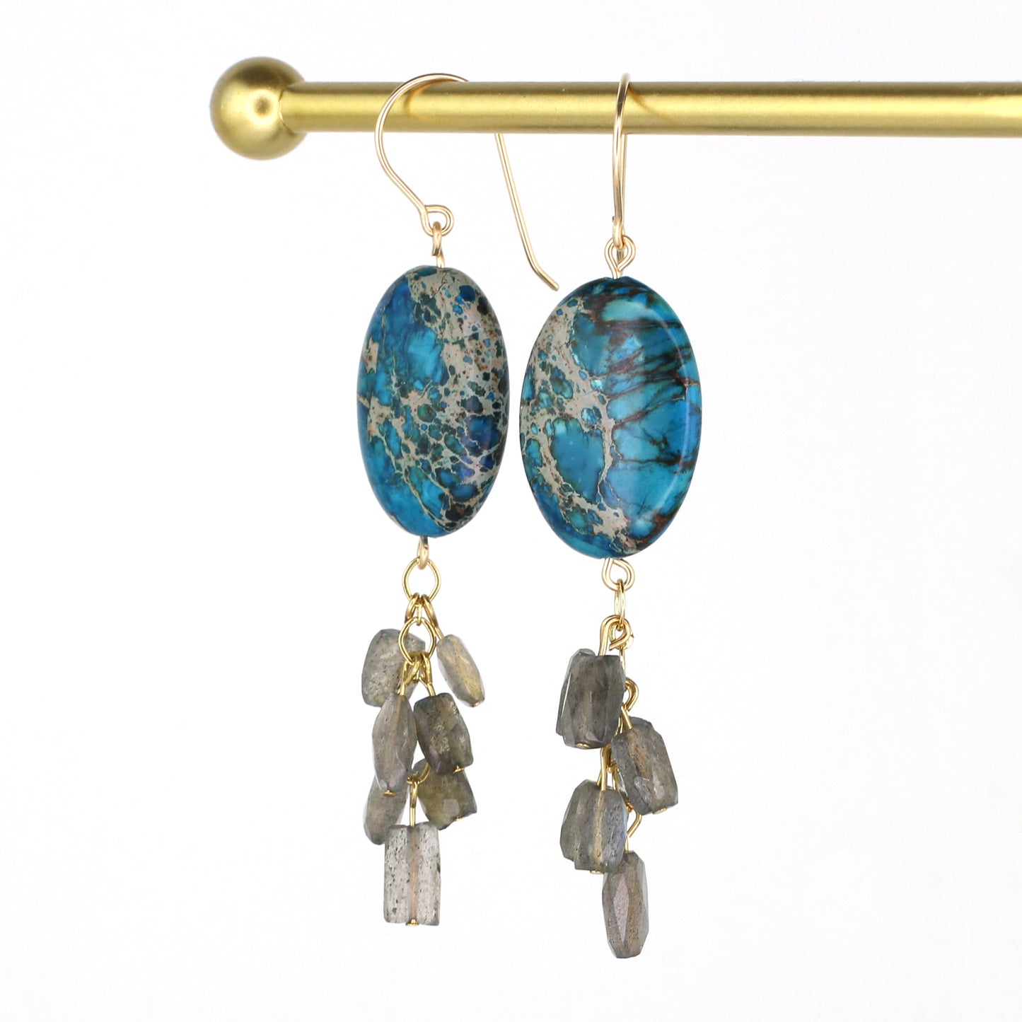 Blue Impression Jasper and Labradorite Earrings
