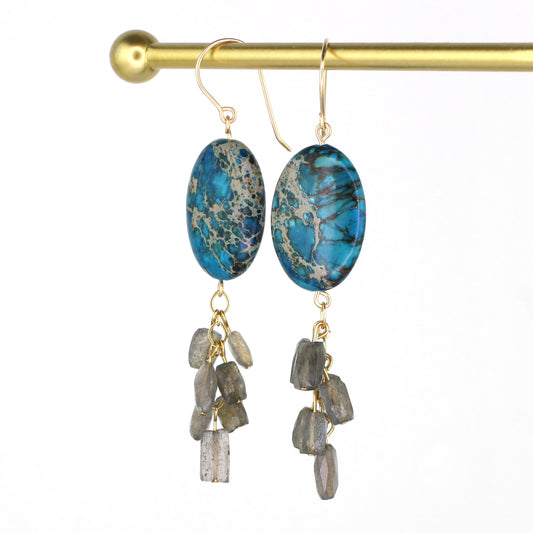 Blue Impression Jasper and Labradorite Earrings