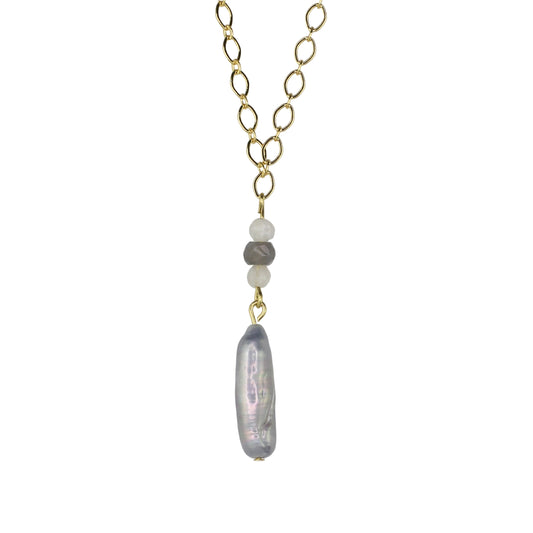 Gray Freshwater Pearl Pendant Necklace