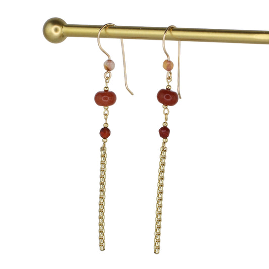 Orange Aventurine and Red Agate Gemstone Earrings