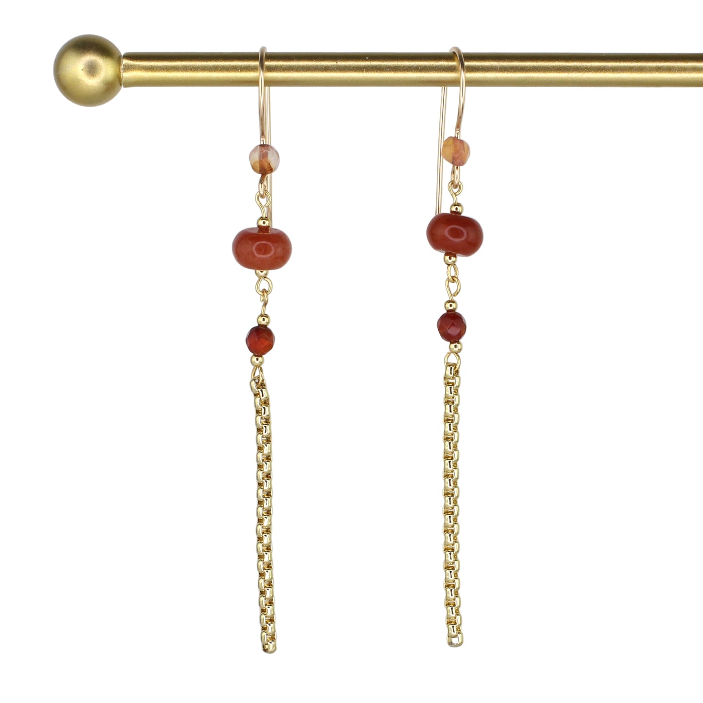 Orange Aventurine and Red Agate Gemstone Earrings