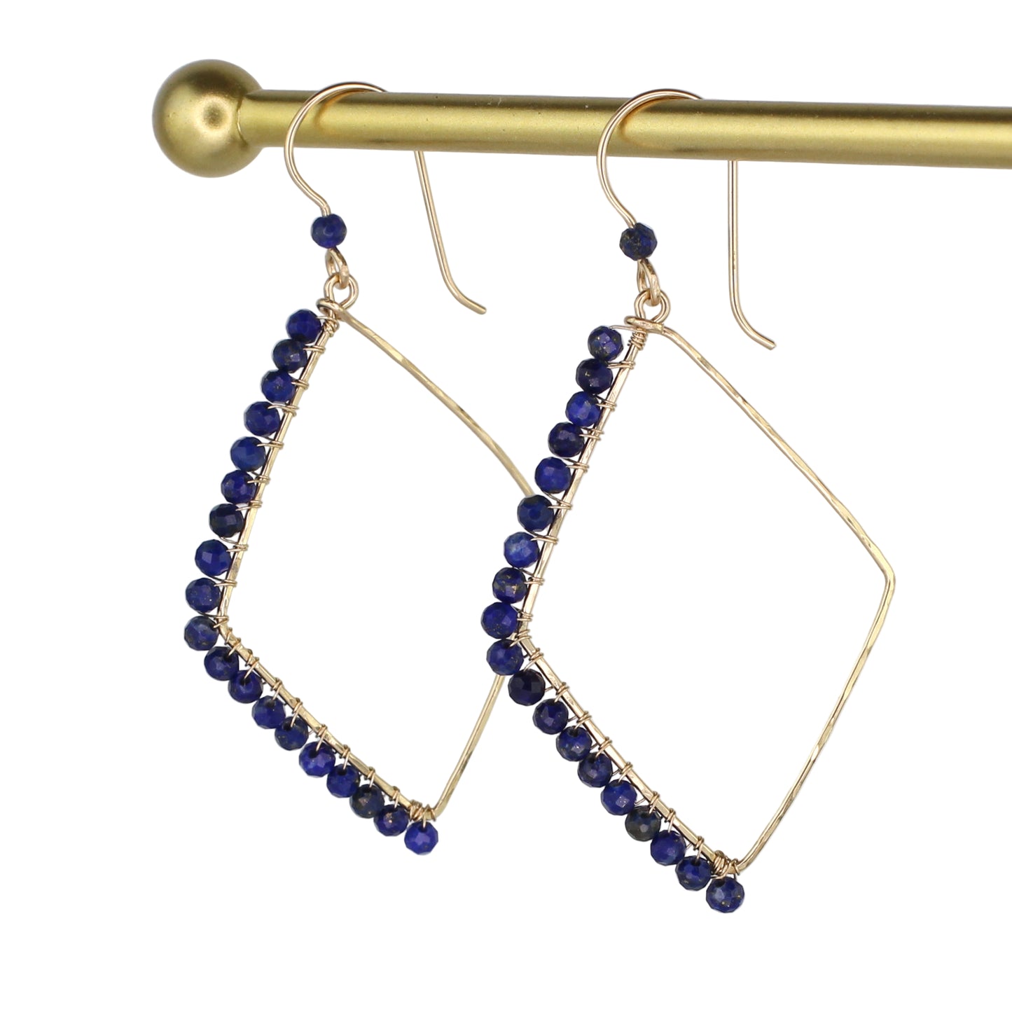 Lapis Lazuli Diamond Shaped Hoop Earrings