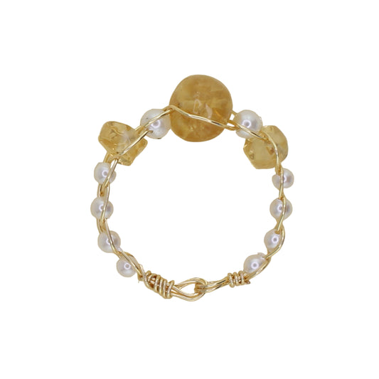 Citrine and Freshwater Pearl Ring