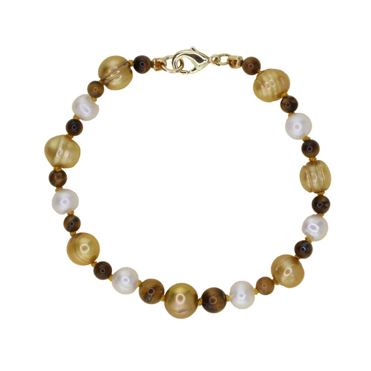 Freshwater Pearl and Tiger's Eye Bracelet