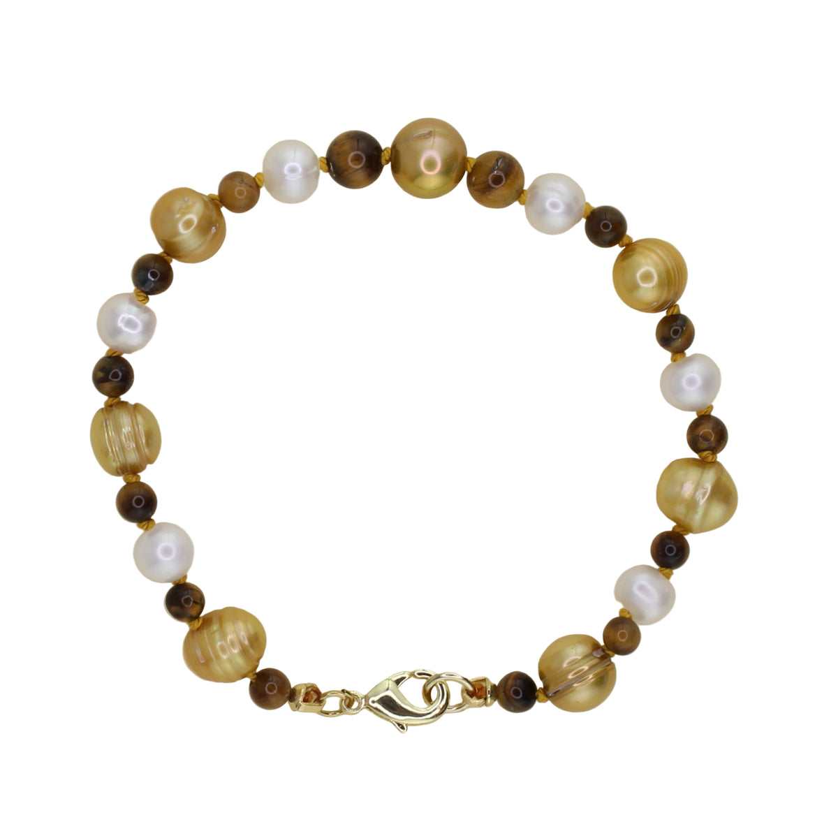 Freshwater Pearl and Tiger's Eye Bracelet