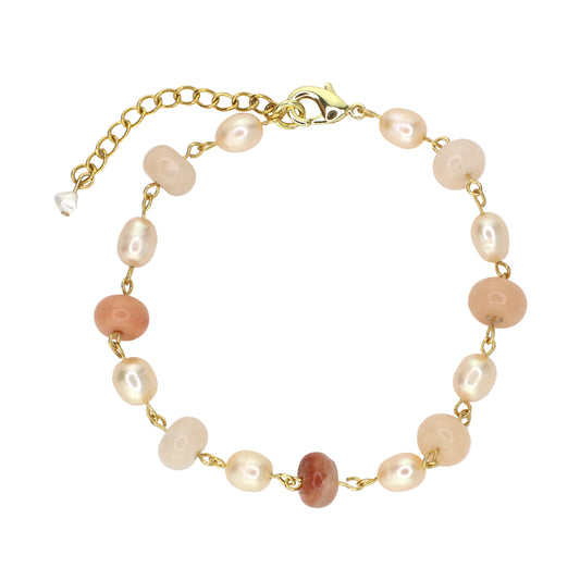 Freshwater Pearl and Pink Aventurine Bracelet