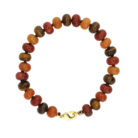 Tiger's Eye, Aventurine, and Red Jasper Gemstone Bracelet