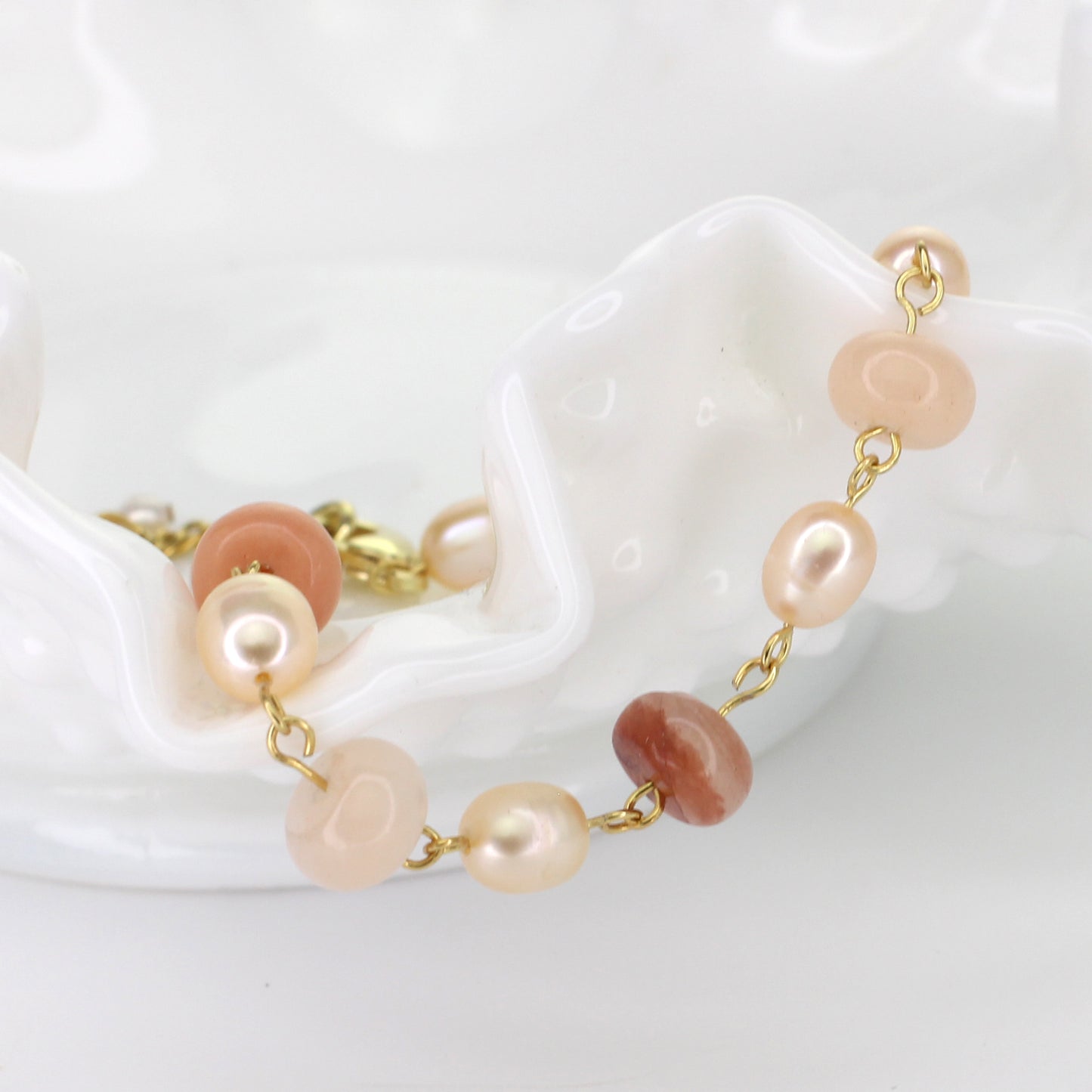 Freshwater Pearl and Pink Aventurine Bracelet