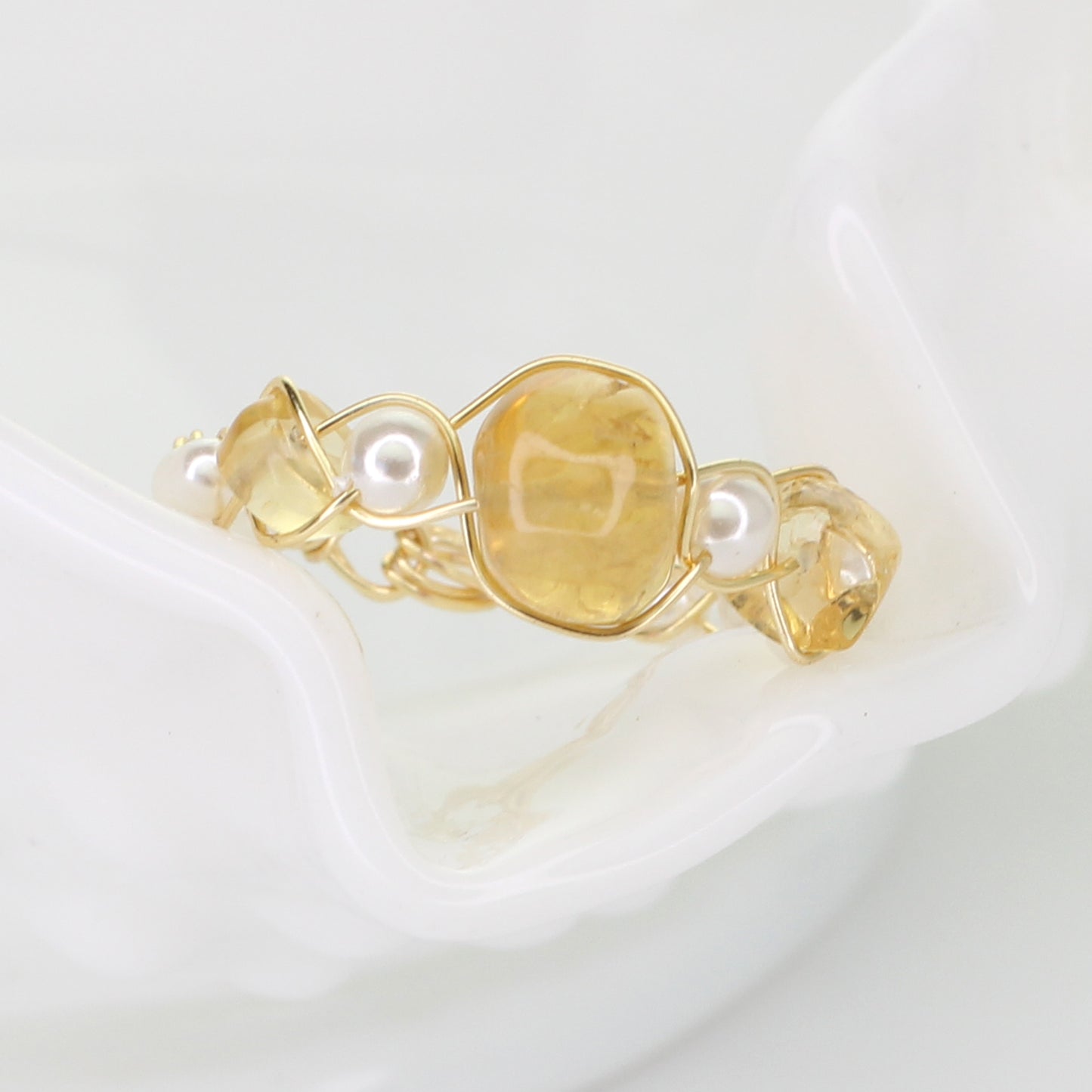 Citrine and Freshwater Pearl Ring